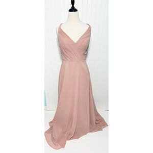 Sorella Vita Classic Lace-Up Back Chiffon‎ Bridesmaid Dress Gown Pink Size 12